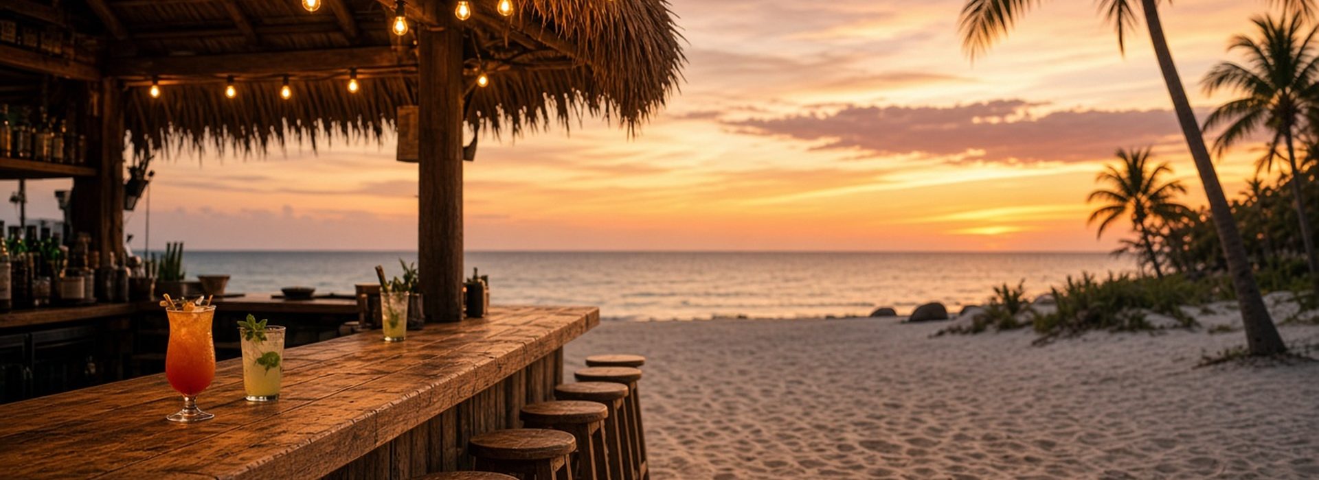 Beach bar at sunset